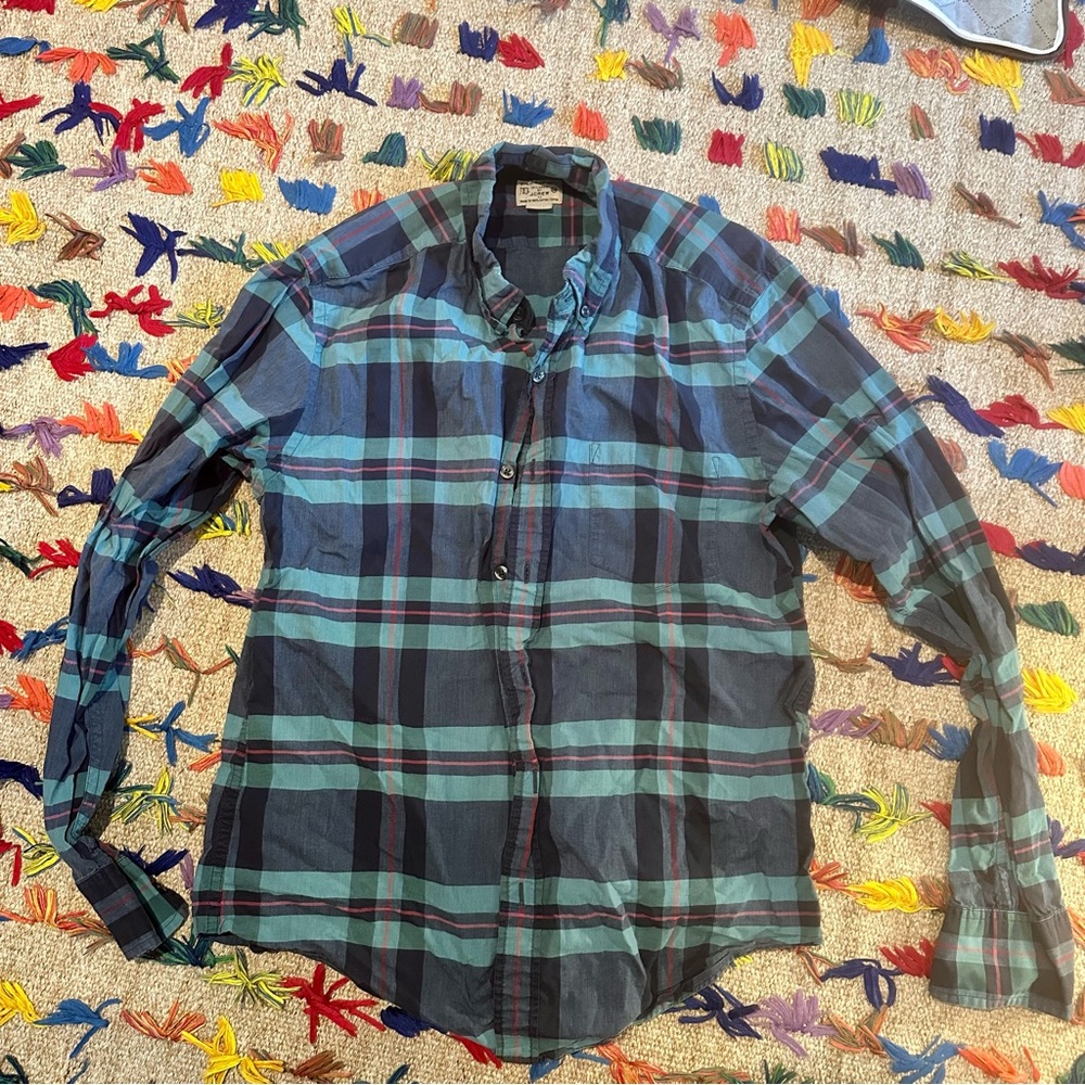 J. Crew - green plaid long sleeve button down
